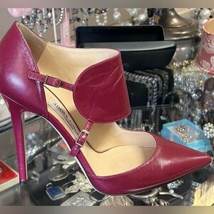 Jimmy Choo Magenta  Leather Heels